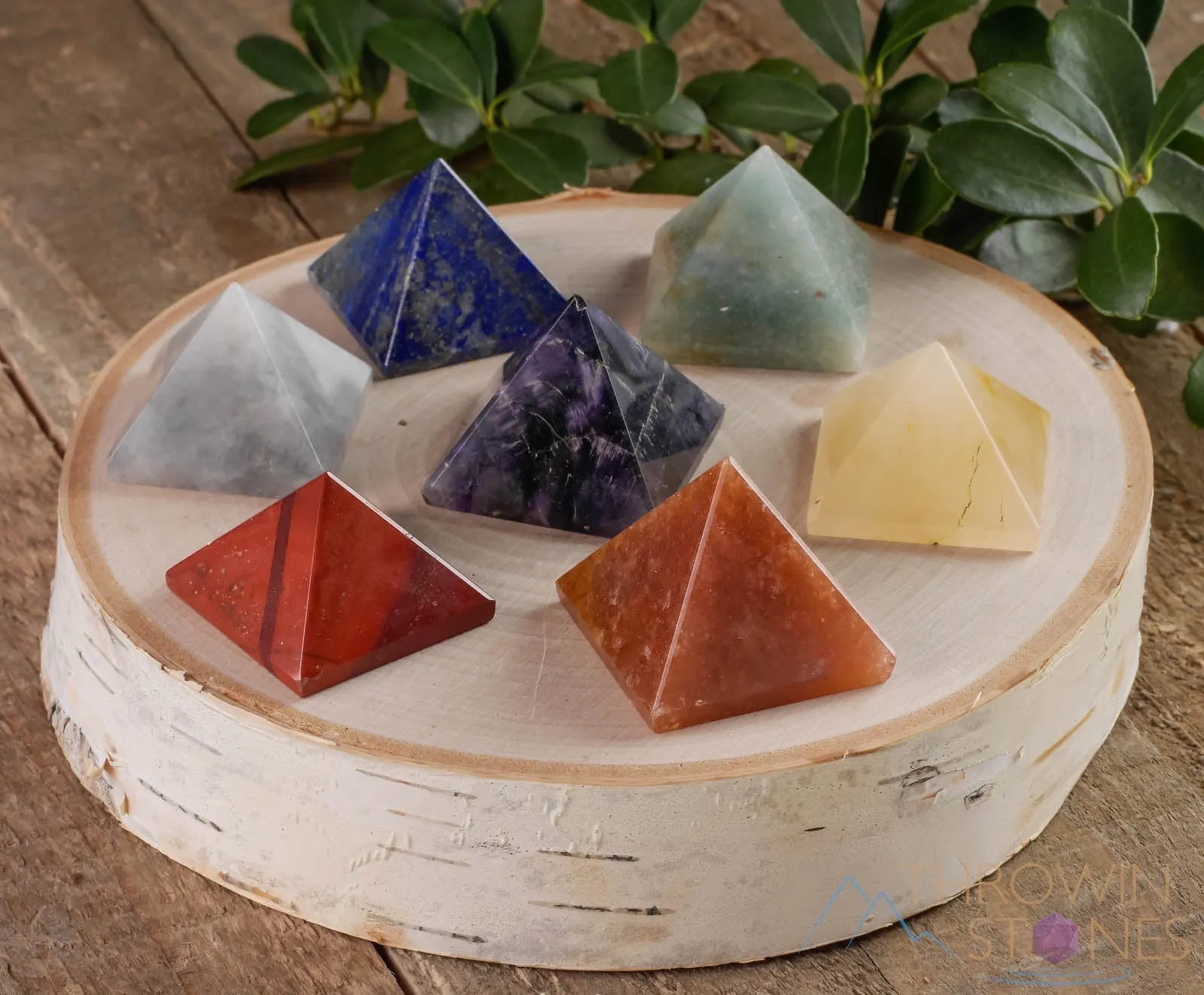Rainbow CHAKRA Crystal Pyramids - Chakra Stones, Crystal Set, Crystal Starter Kit, Self Care, Healing Crystals and Stones, E0867