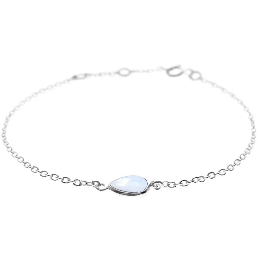 Rainbow Moonstone Sterling Silver Bracelet