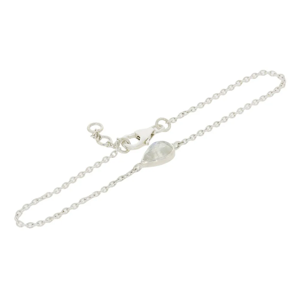 Rainbow Moonstone Sterling Silver Bracelet