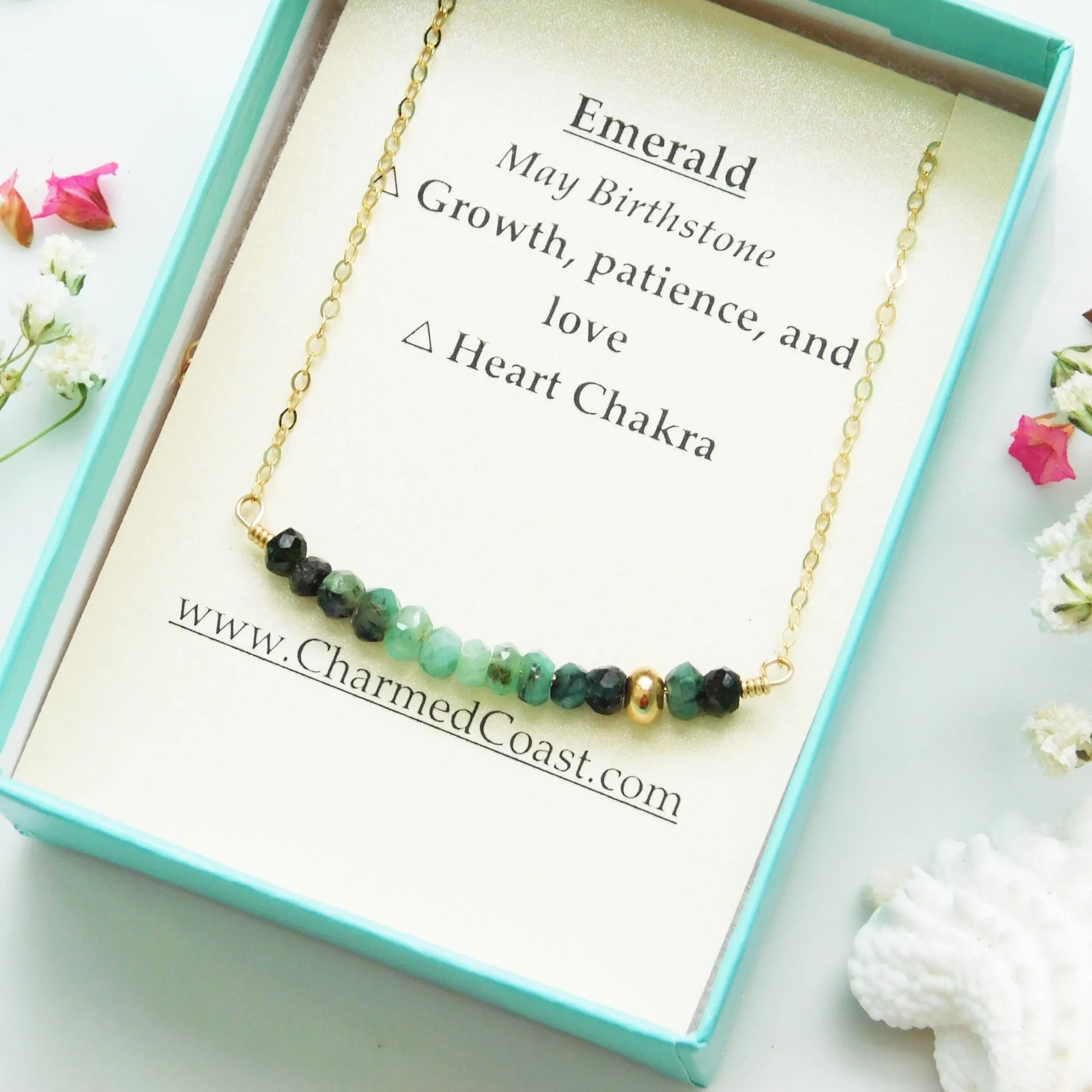 Raw Emerald Bar Necklace