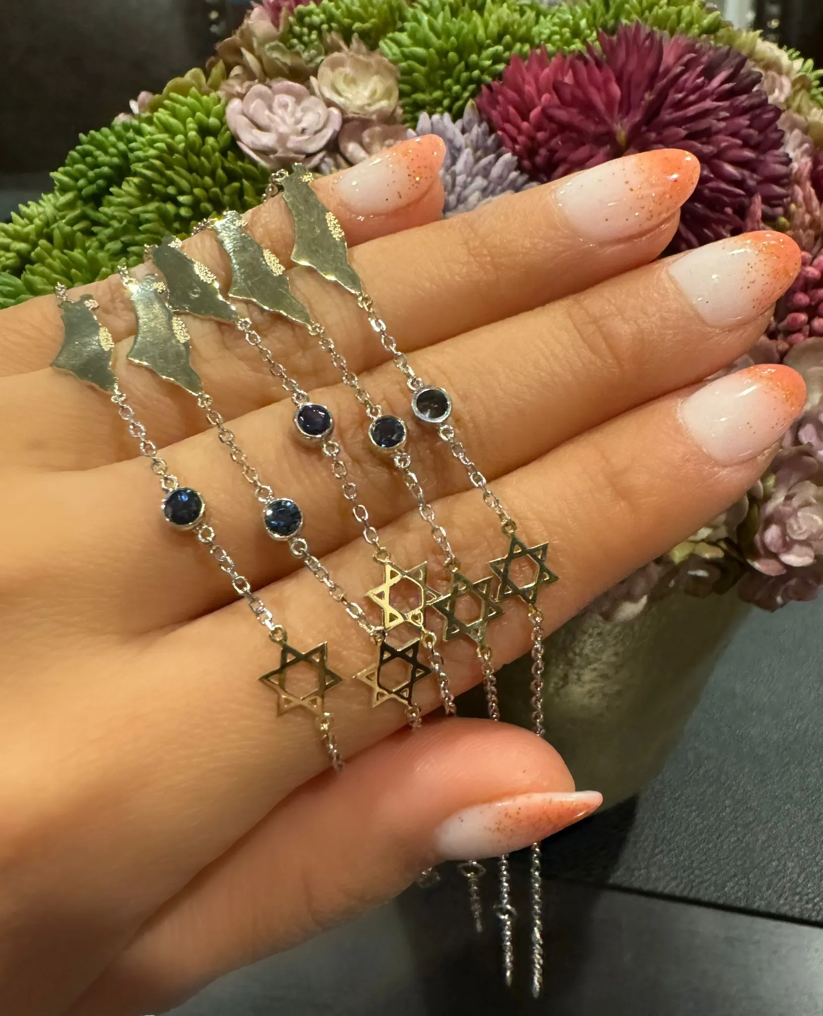 RD X PK star of david map of israel bracelet