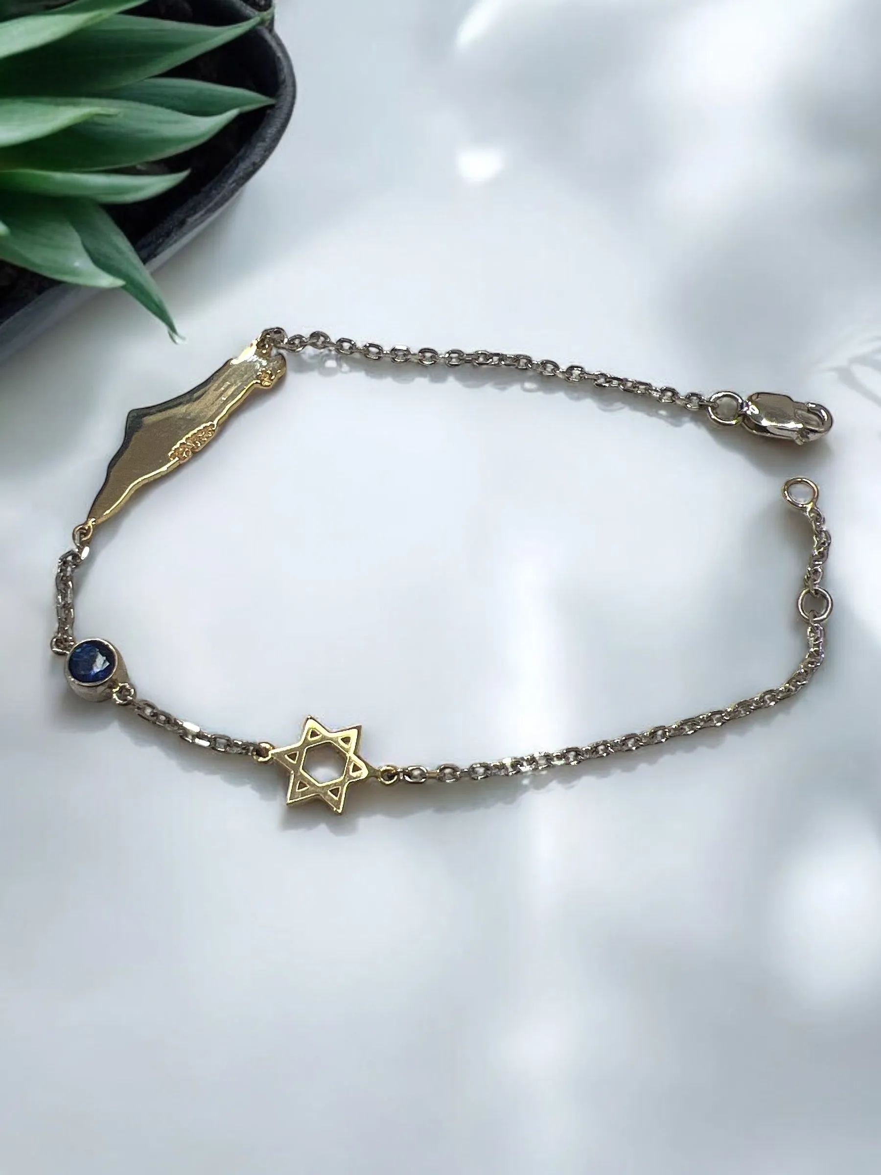 RD X PK star of david map of israel bracelet