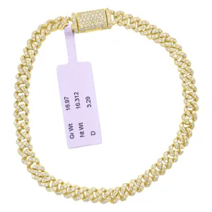 Real Diamond Cuban Bracelet 6MM 10K Yellow or White Gold