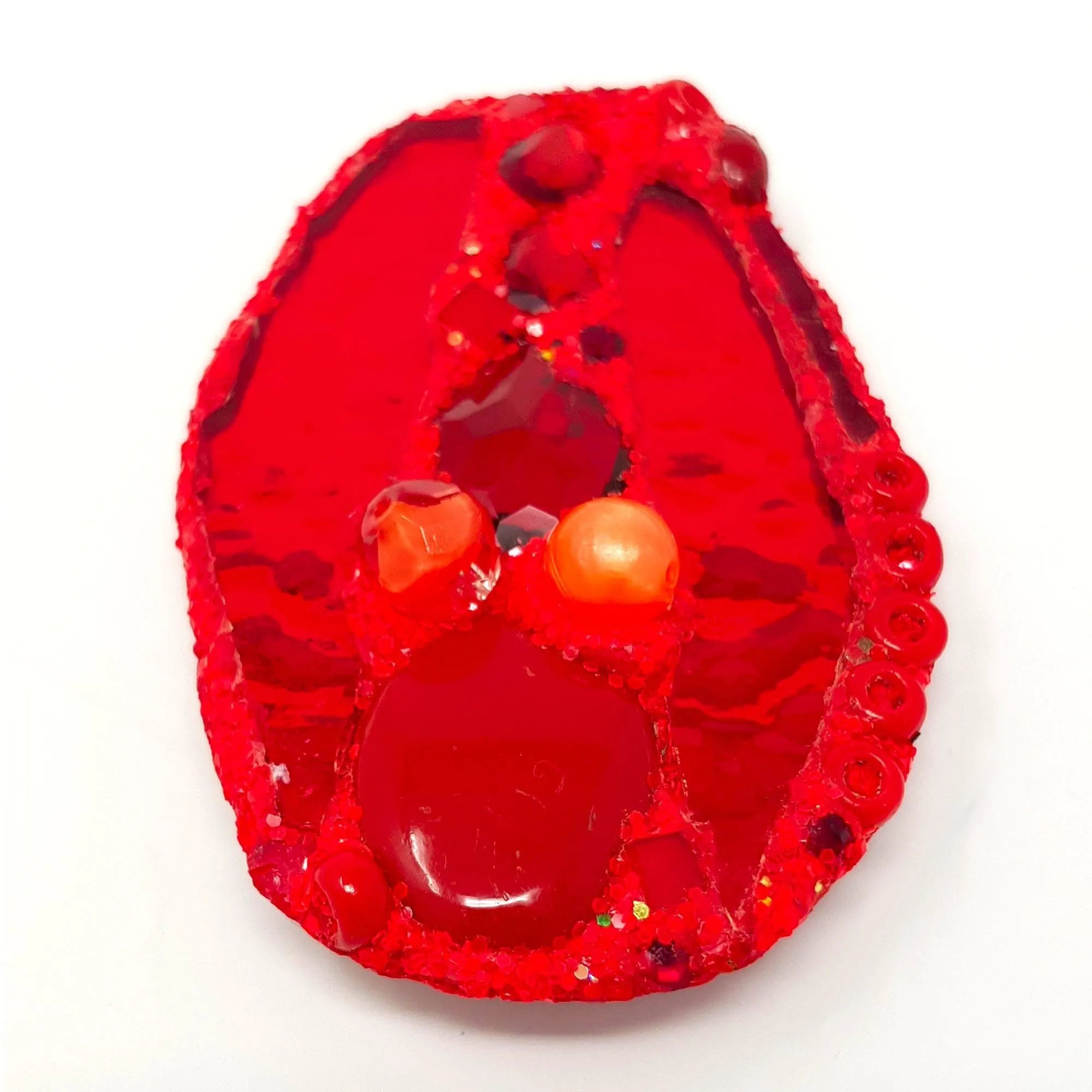 RED COSMIC EGG BROOCH