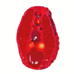 RED COSMIC EGG BROOCH