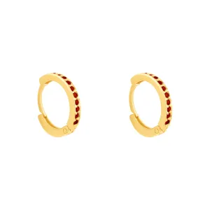 Red Gemstone Hoop Earring