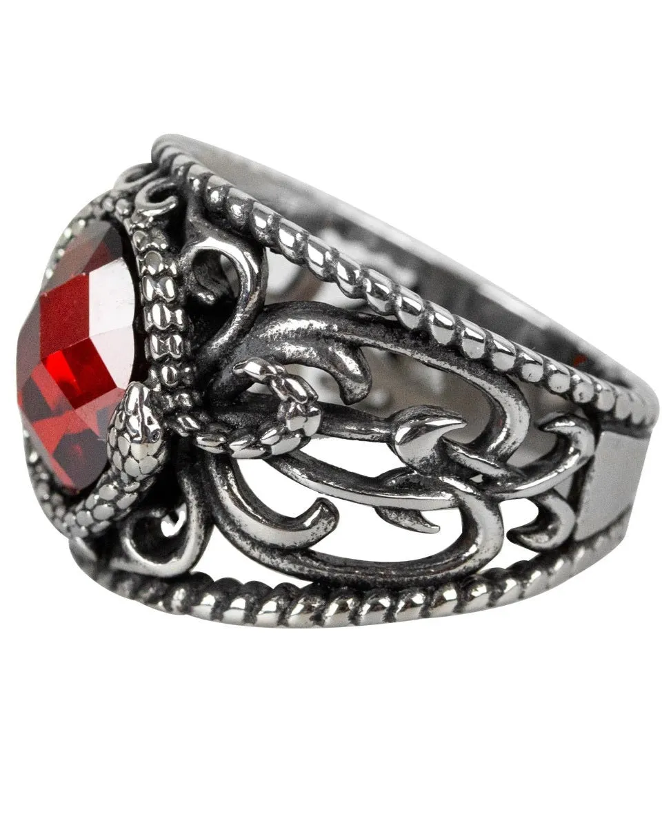 RED SNAKE STEEL RING