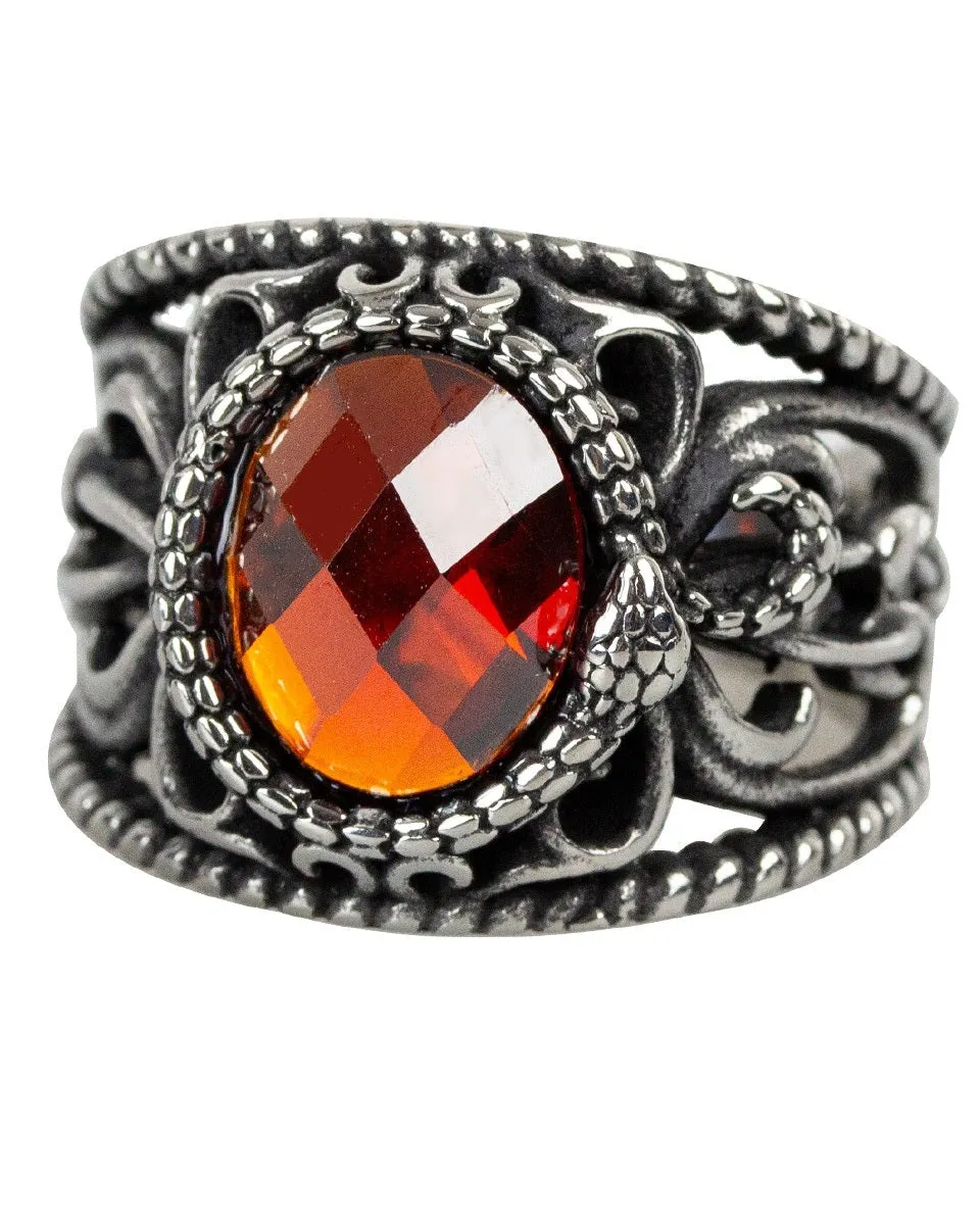 RED SNAKE STEEL RING