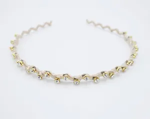 rhinestone embellished wave satin wrap headband thin hairband women hair accessory