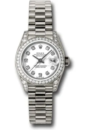 Rolex White Gold Lady-Datejust 26mm - 42 Diamond Bezel - White Diamond Dial - President Bracelet - 179159 wdp