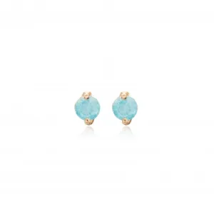 Rose Gold Aquamarine Stud Earrings - Sterling Silver