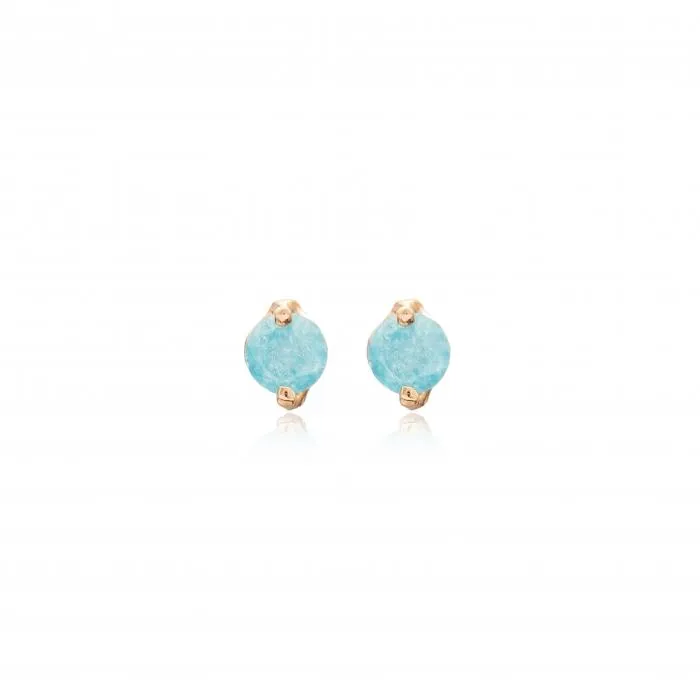 Rose Gold Aquamarine Stud Earrings - Sterling Silver