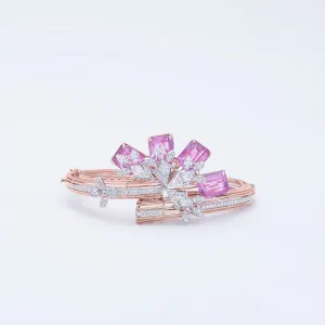 Rose Gold Pink Sapphire Floral Bracelet