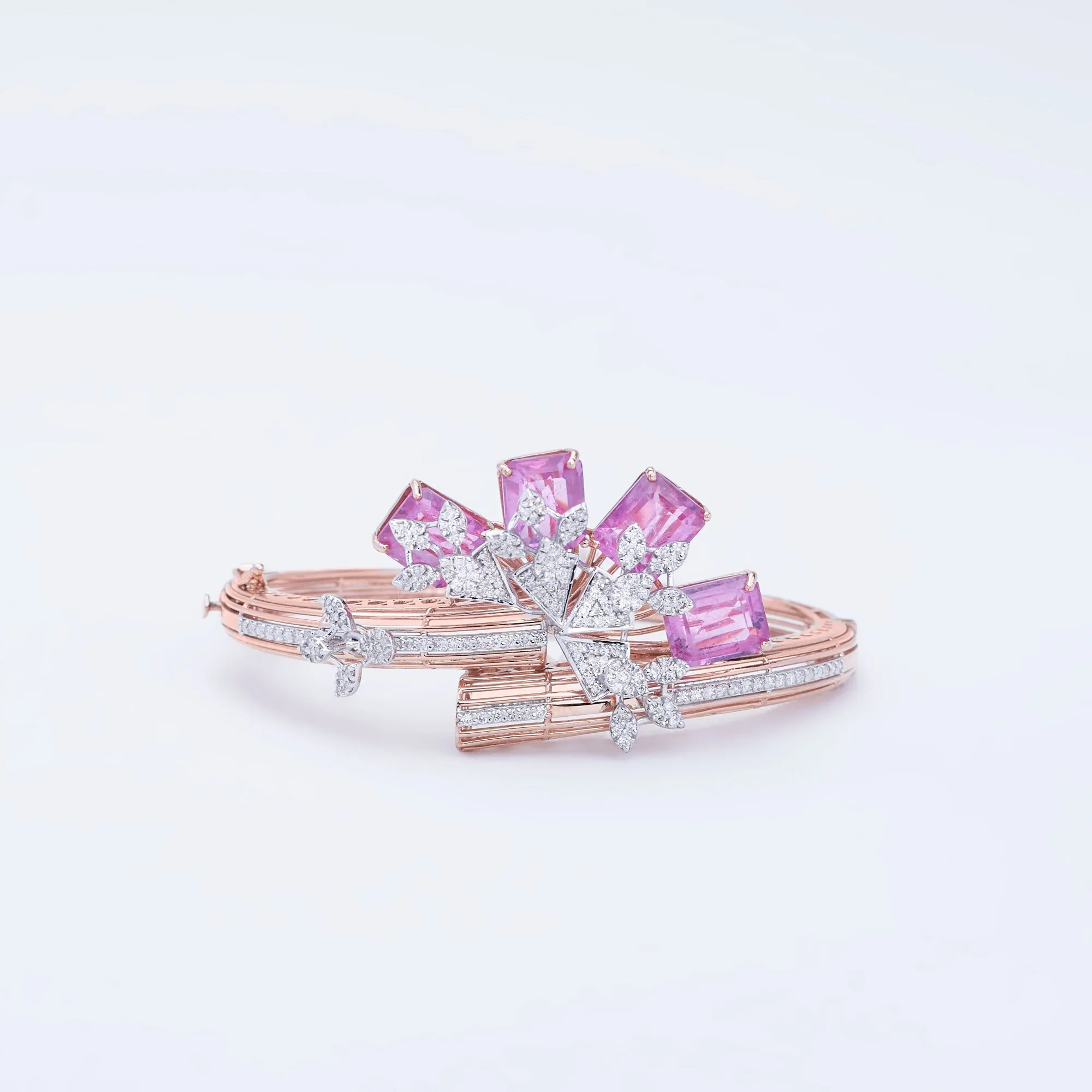 Rose Gold Pink Sapphire Floral Bracelet