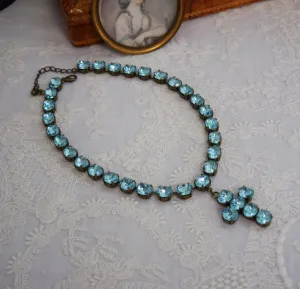 Sample Sale! Aquamarine Cross Collet Necklace