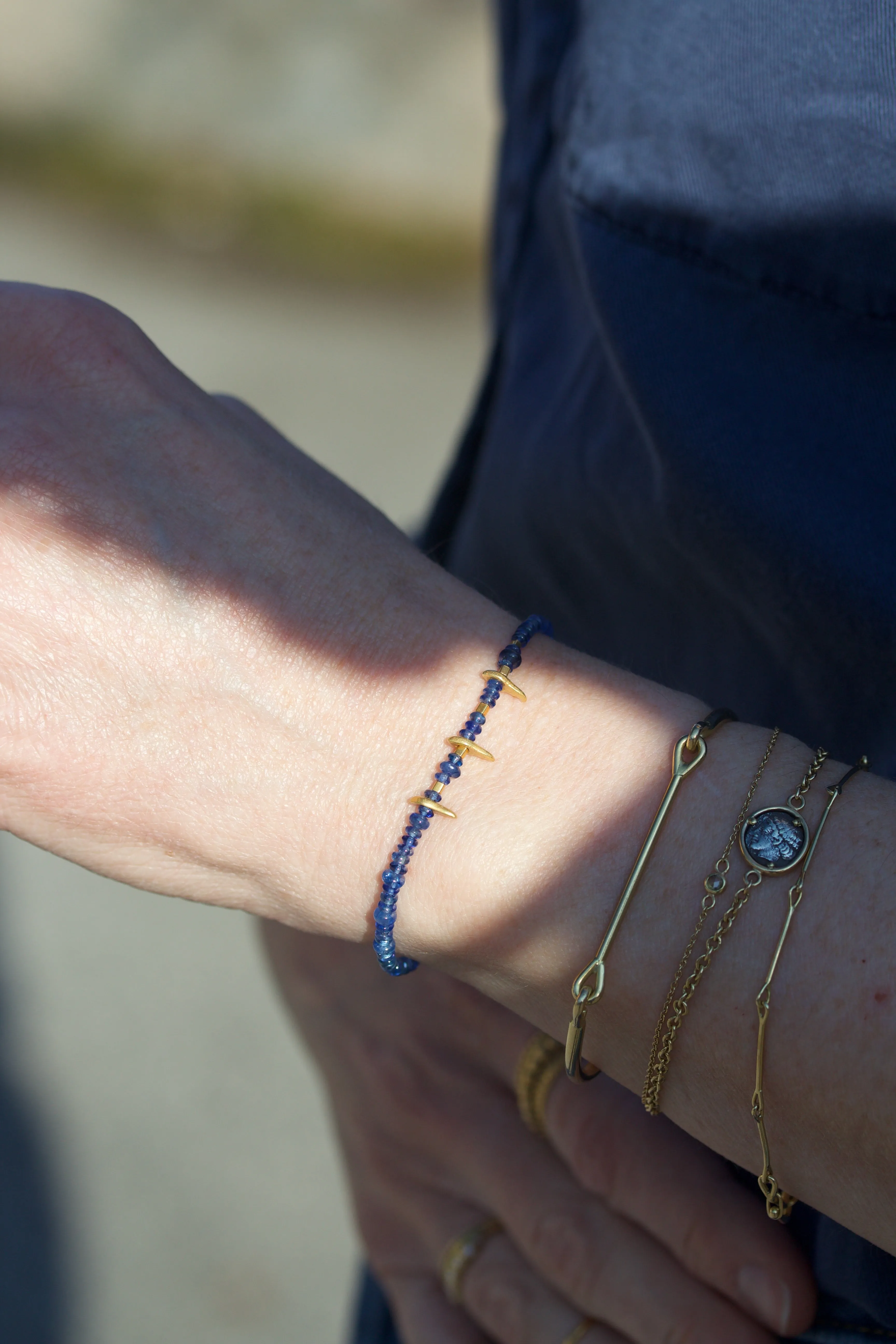 Sapphire and High Karat Gold Bracelet