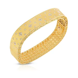 Satin Finish Bangle with Fleur de Lis Diamonds