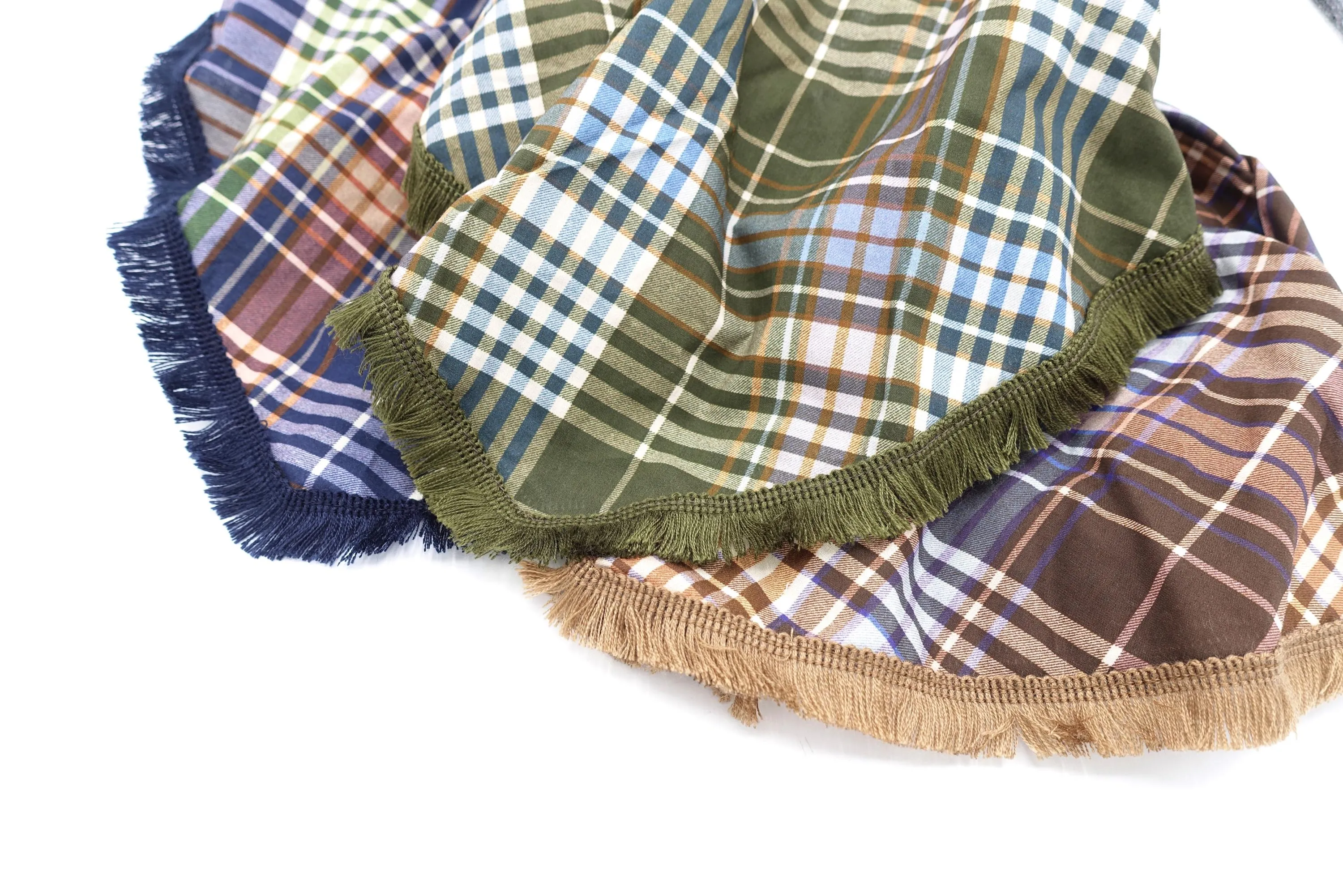 scarf headband, hair covering headband, fringe trim headband, plaid top knot headband