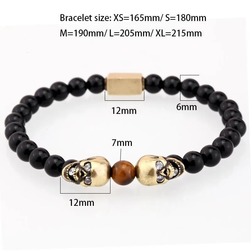 Siameez Skullies Black Star Sapphire Beaded Bracelet