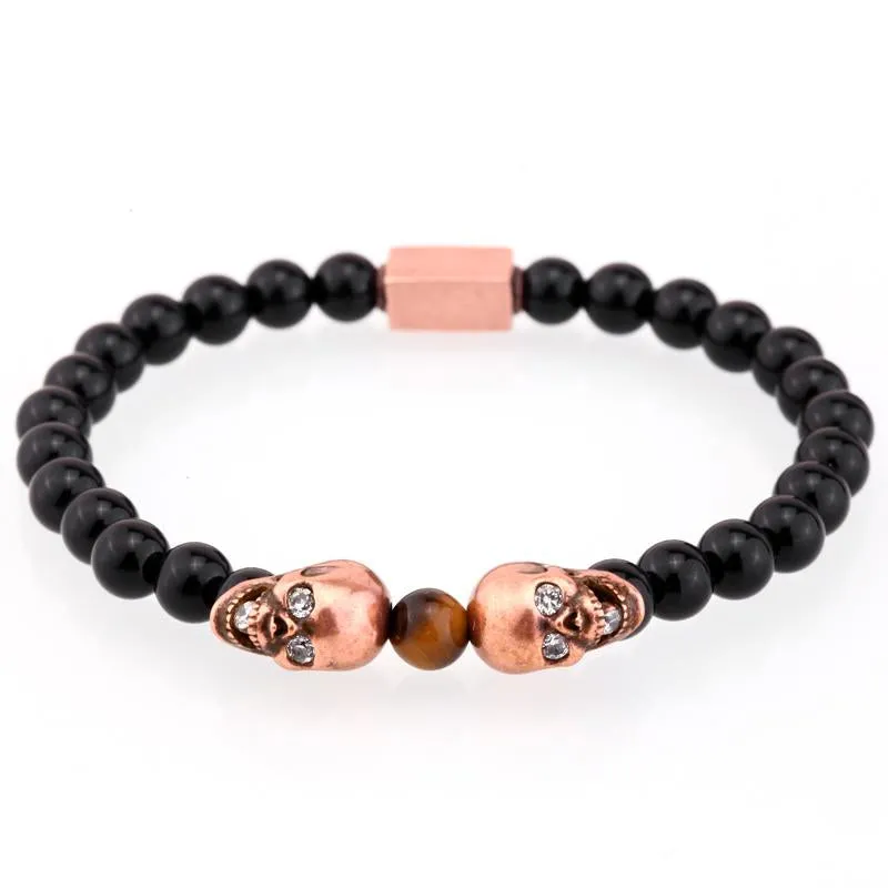 Siameez Skullies Black Star Sapphire Beaded Bracelet