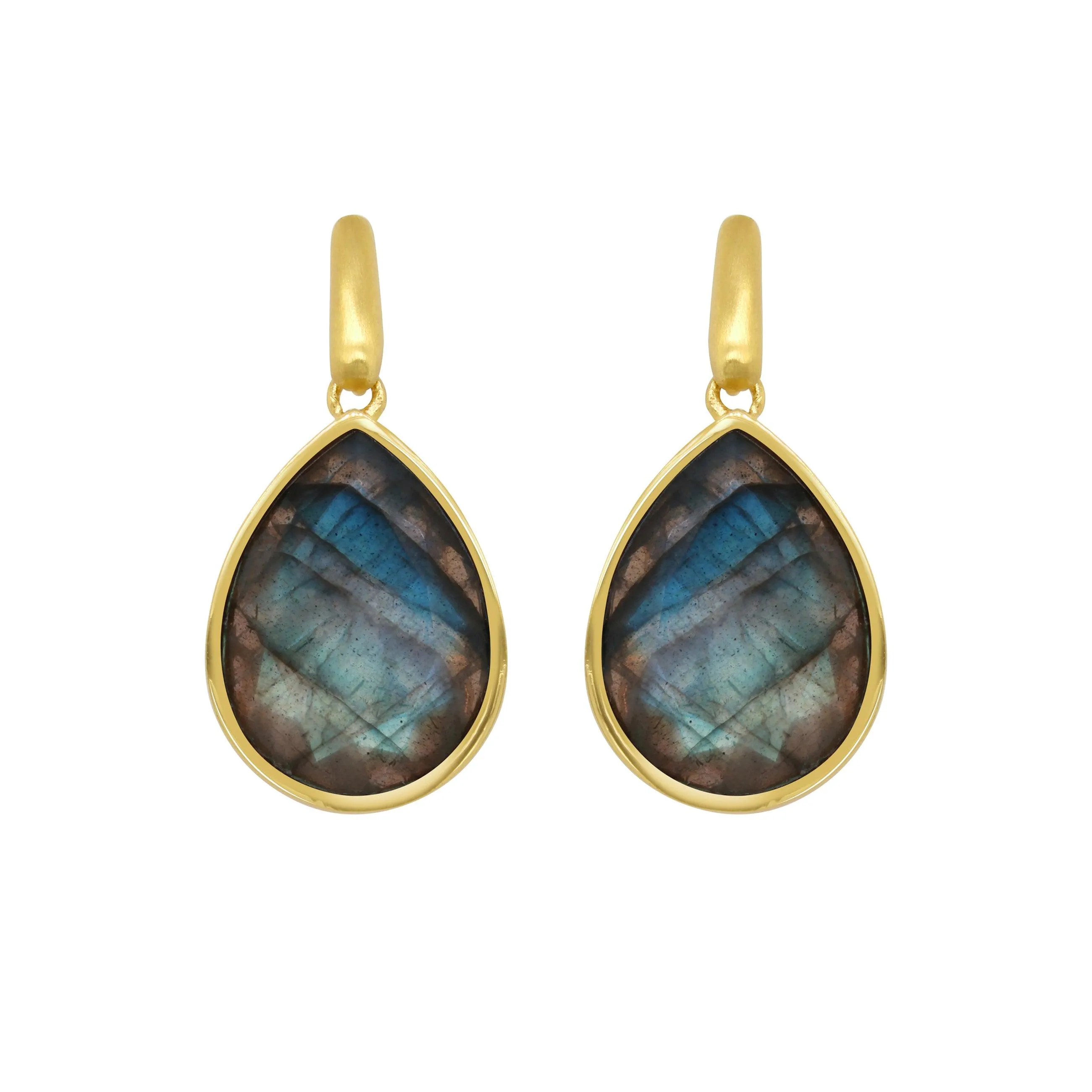 Signature Teardrop Droplet Earrings in Gold/Labradorite