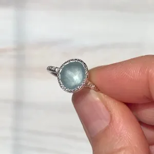 Silver Freeform Rose Cut Aquamarine Ring