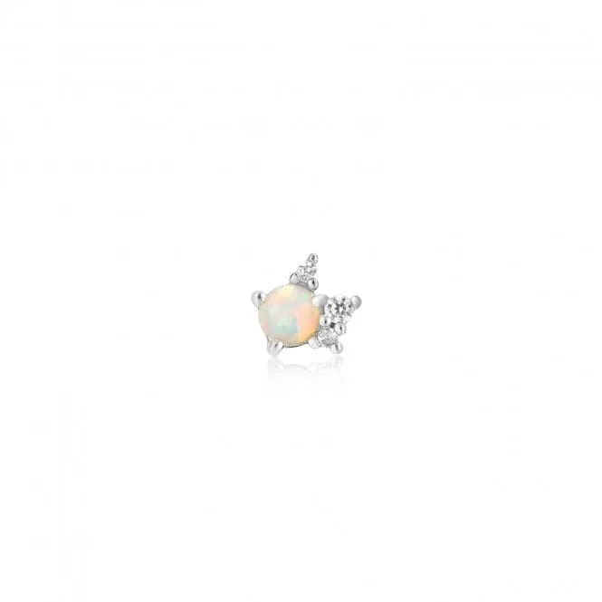 Silver Kyoto Opal Sparkle Crown Barbell Single Earring E047-05H