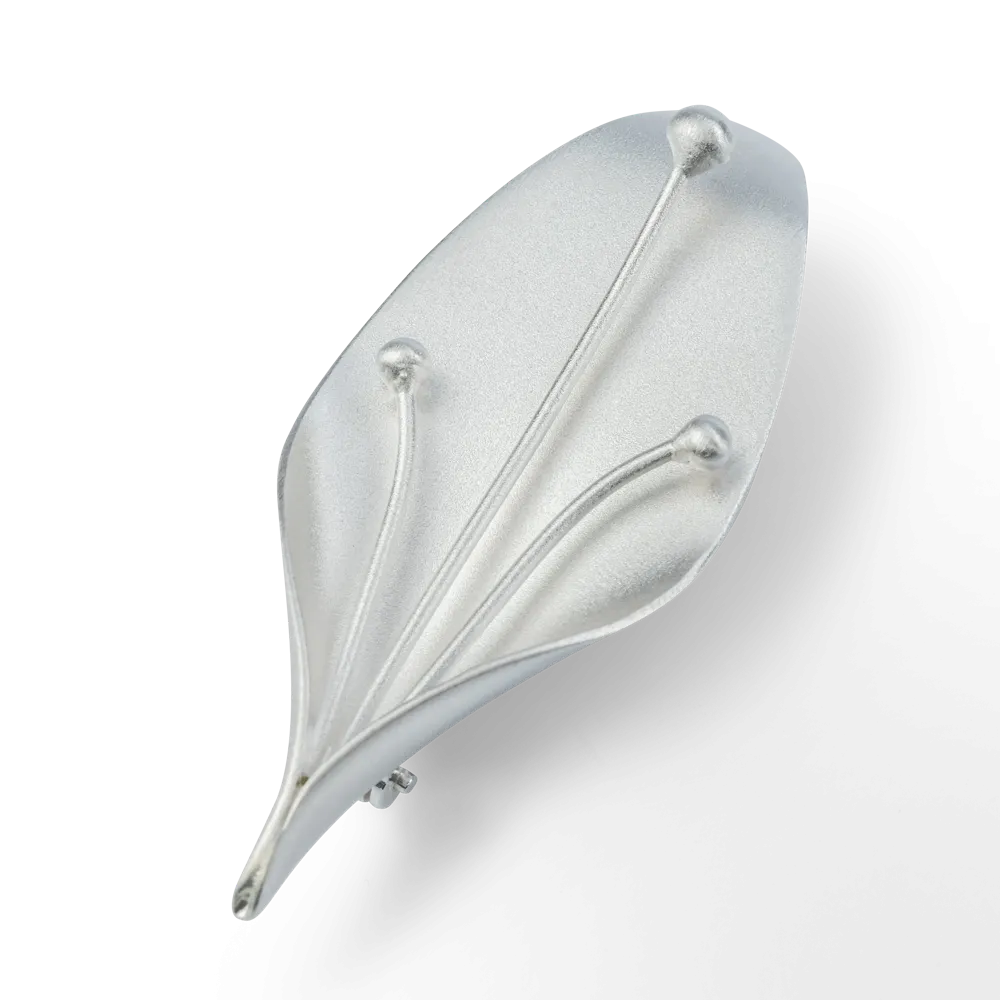 Elegant Silver Leaf Brooch