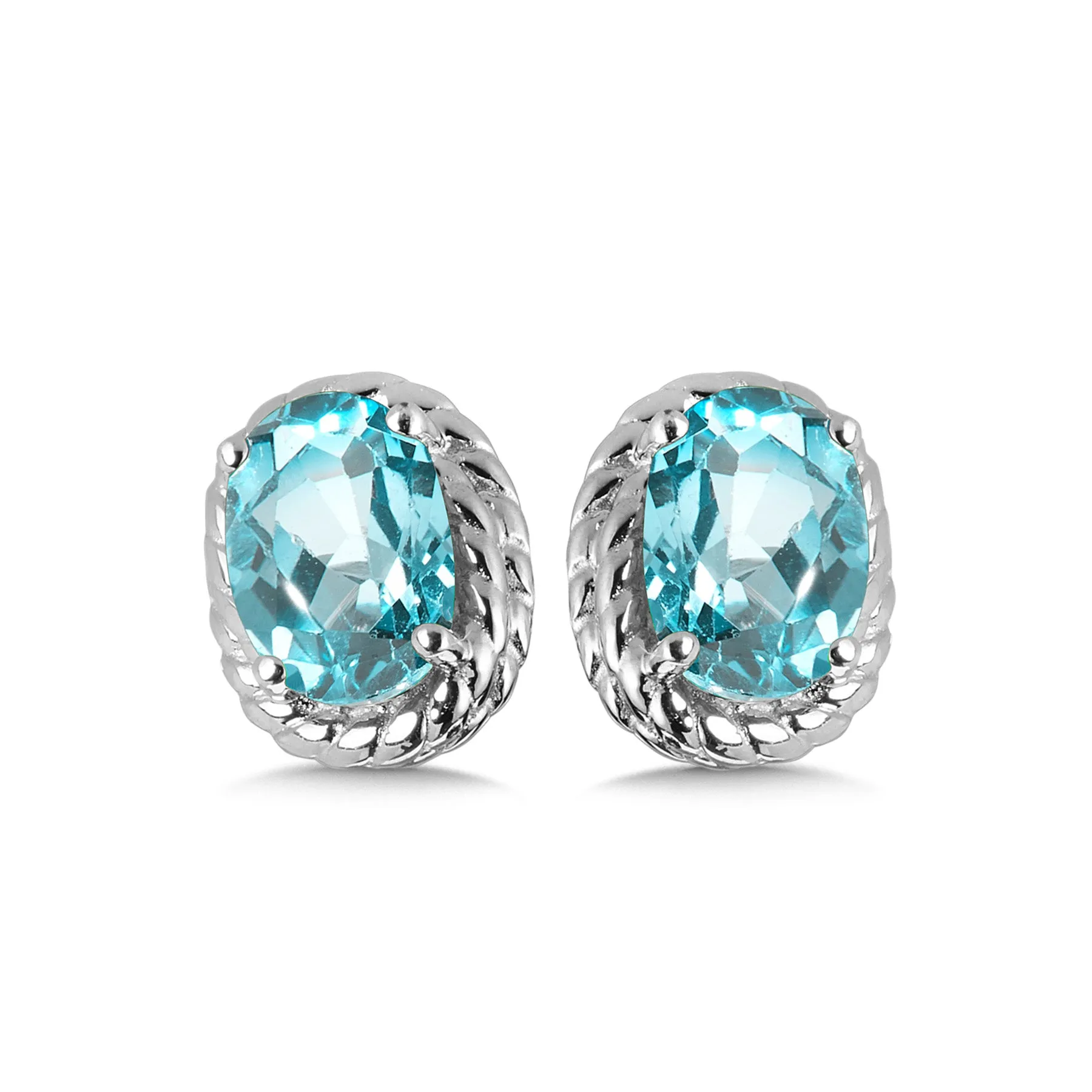 Silver Stud Aquamarine Earrings LVE708-AQ
