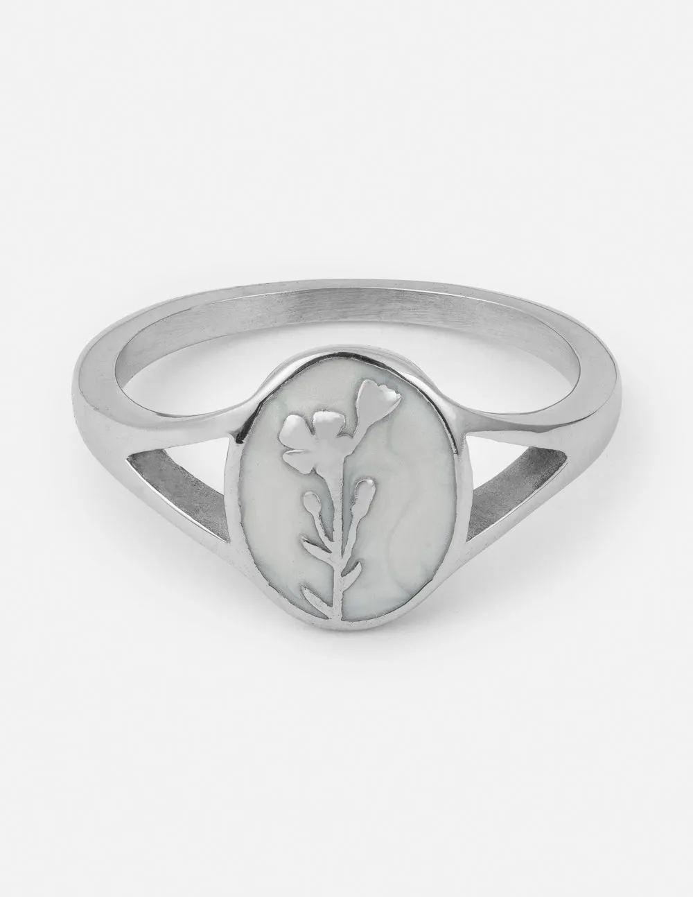 Silver Wildflower Signet Ring