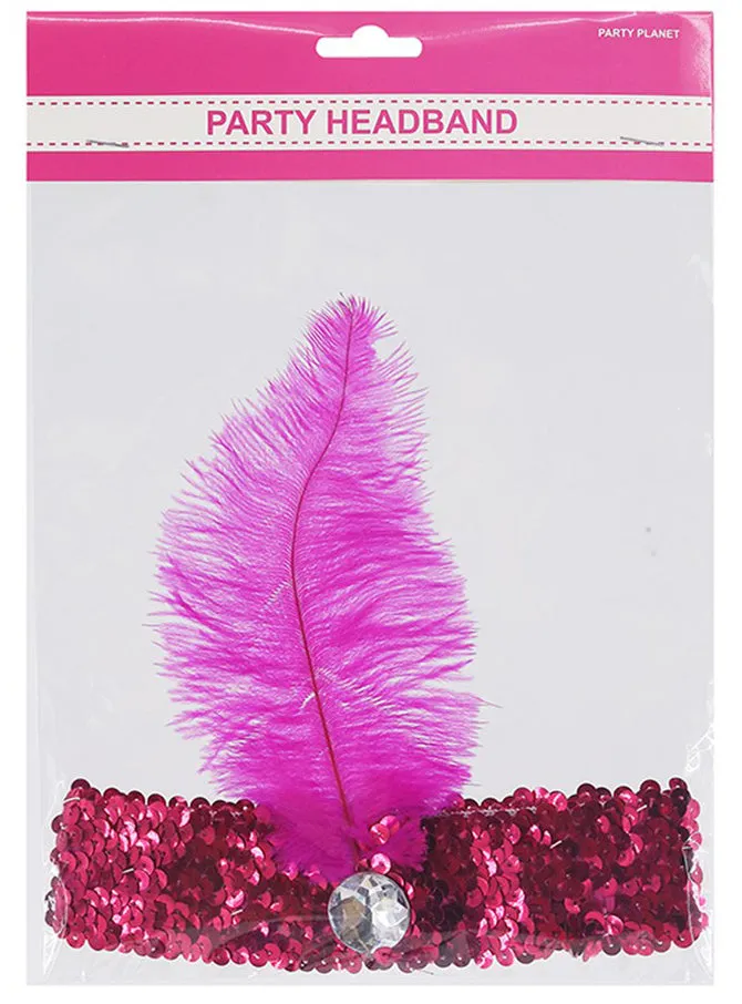 Simple 1920s Hot Pink Feather Costume Headband