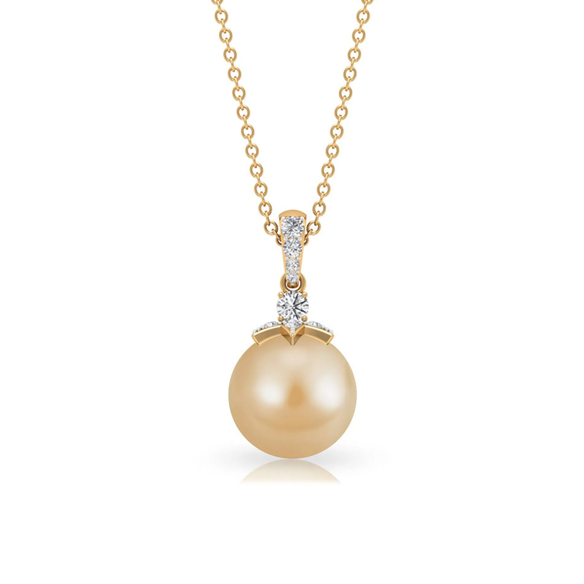 Simple South Sea Pearl Drop Pendant with Diamond