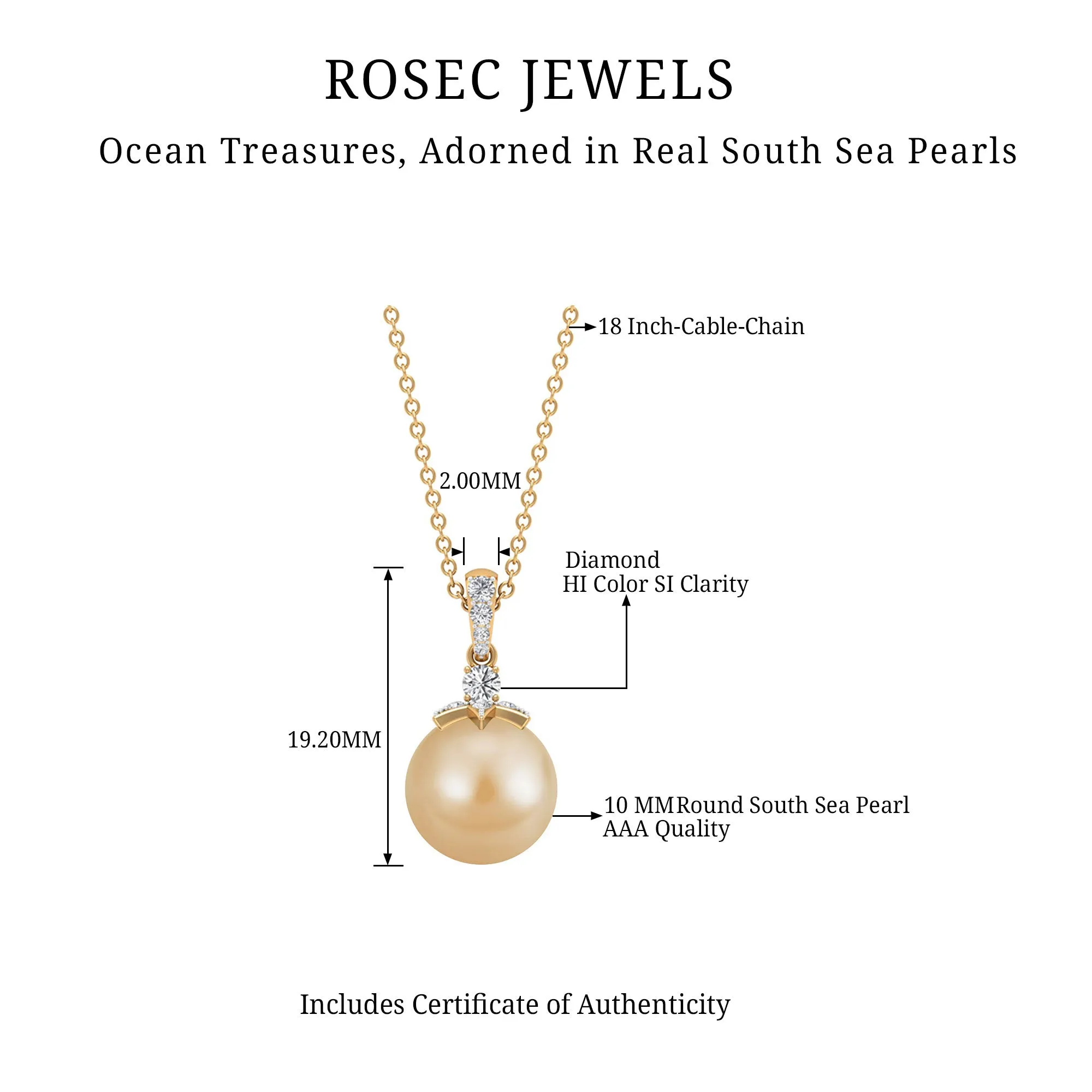Simple South Sea Pearl Drop Pendant with Diamond