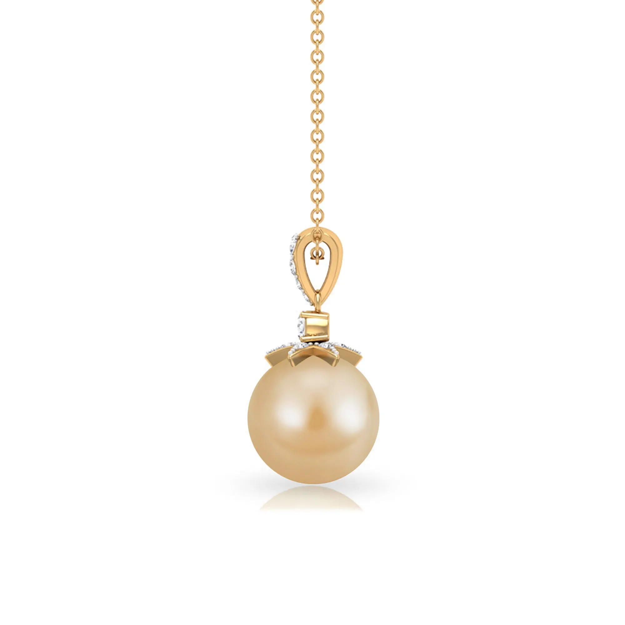 Simple South Sea Pearl Drop Pendant with Diamond