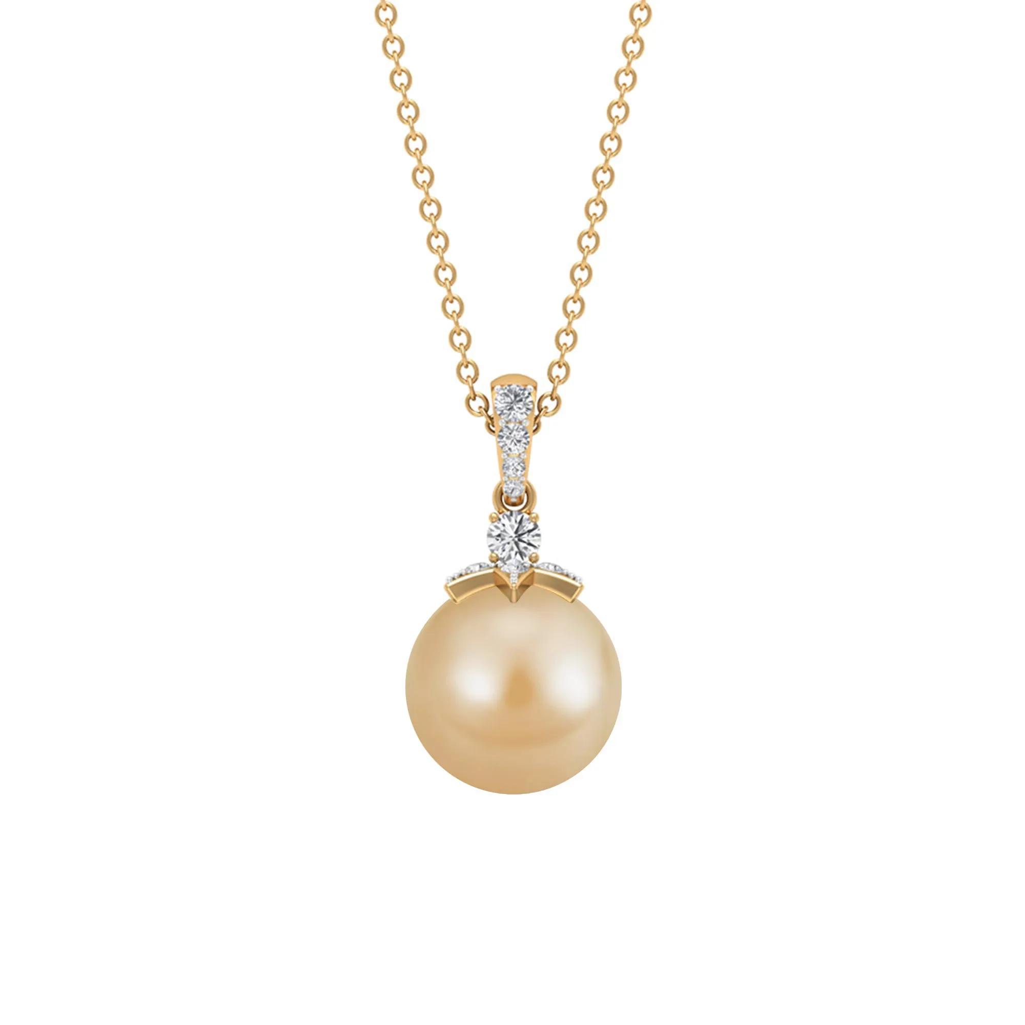 Simple South Sea Pearl Drop Pendant with Diamond