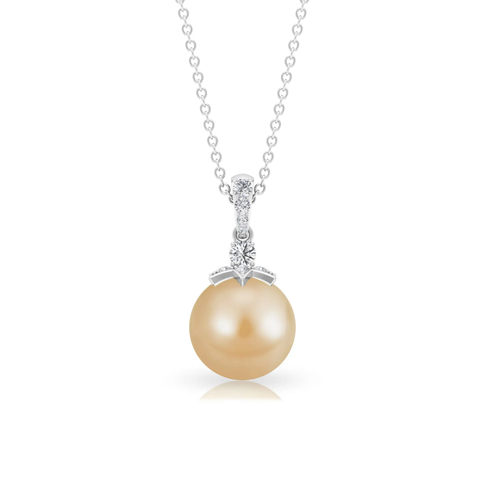 Simple South Sea Pearl Drop Pendant with Diamond