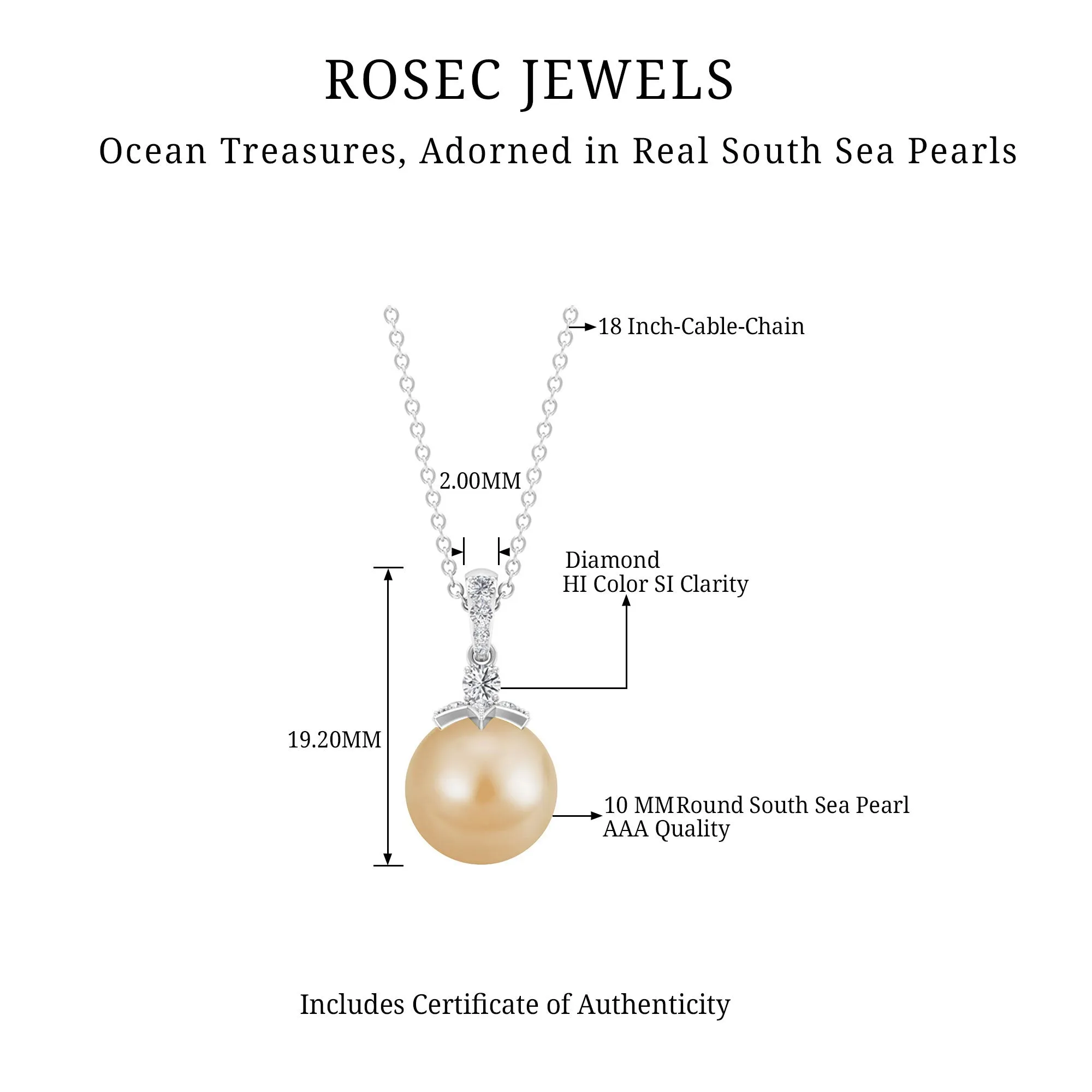 Simple South Sea Pearl Drop Pendant with Diamond