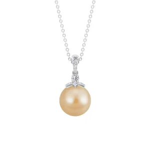 Simple South Sea Pearl Drop Pendant with Diamond