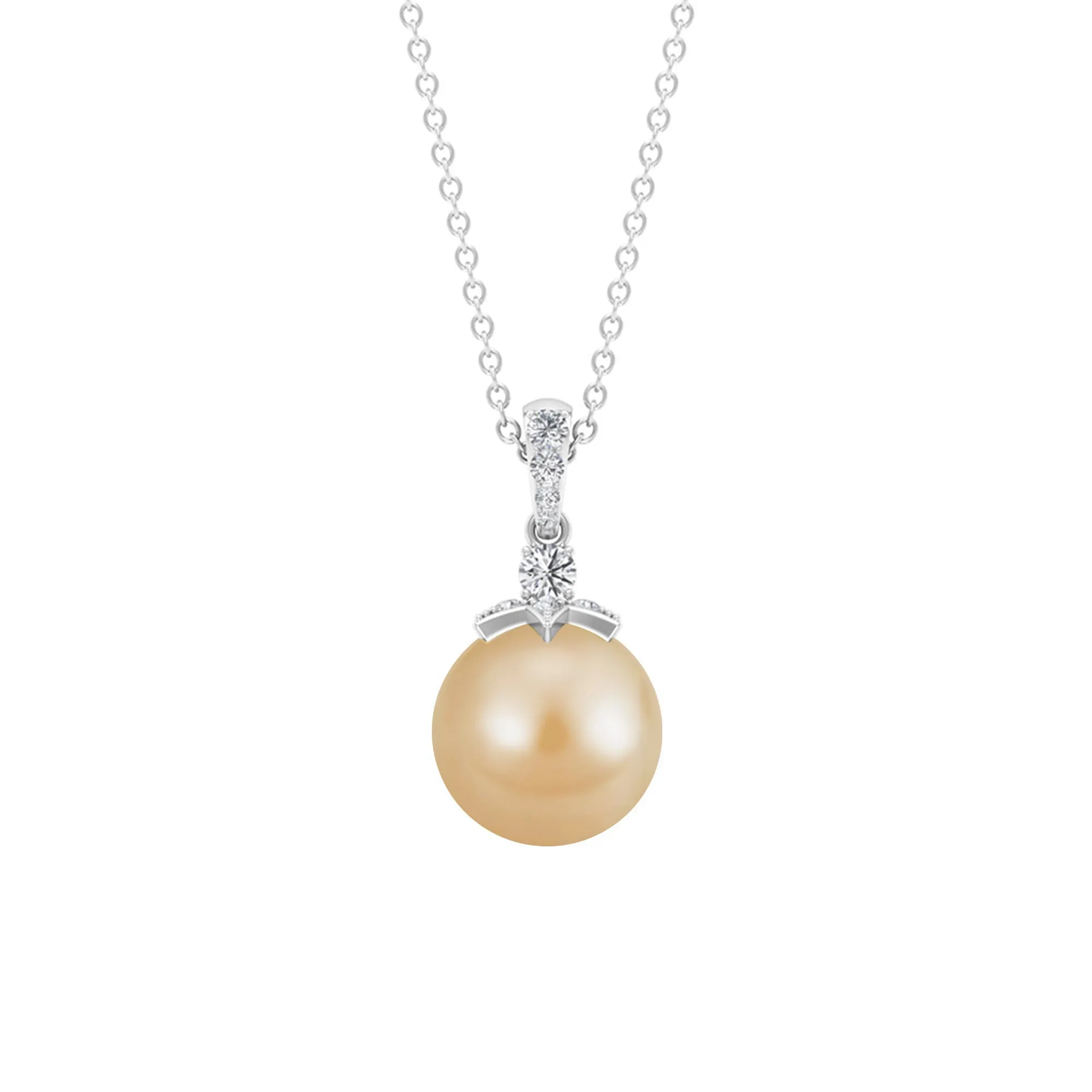 Simple South Sea Pearl Drop Pendant with Diamond