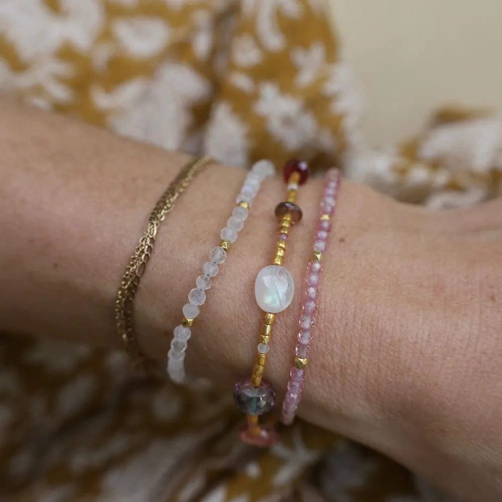 Single Strand Rainbow Magnetic Moonstone Bracelet