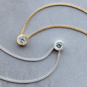 Small Aurora Birthstone Necklace - March - Aquamarine