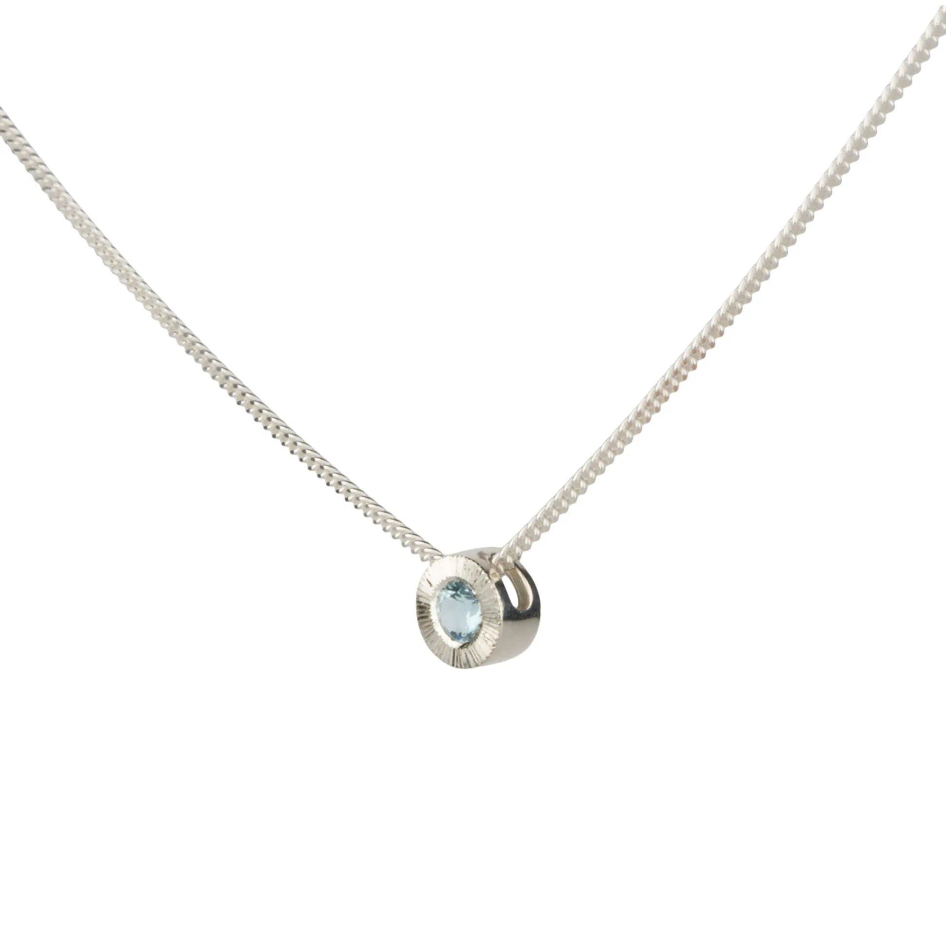 Small Aurora Birthstone Necklace - March - Aquamarine