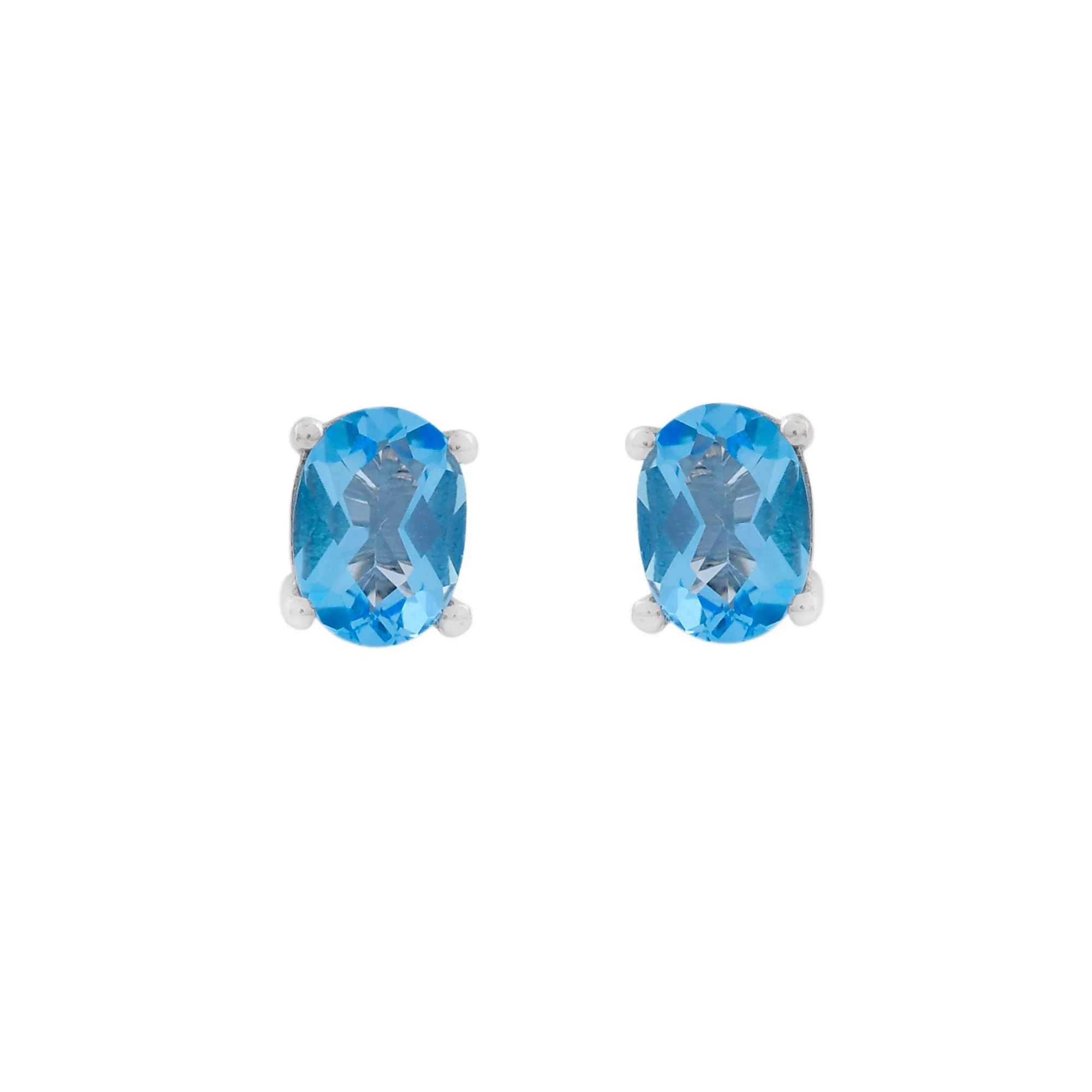 Solitaire Blue Topaz Stud Earrings
