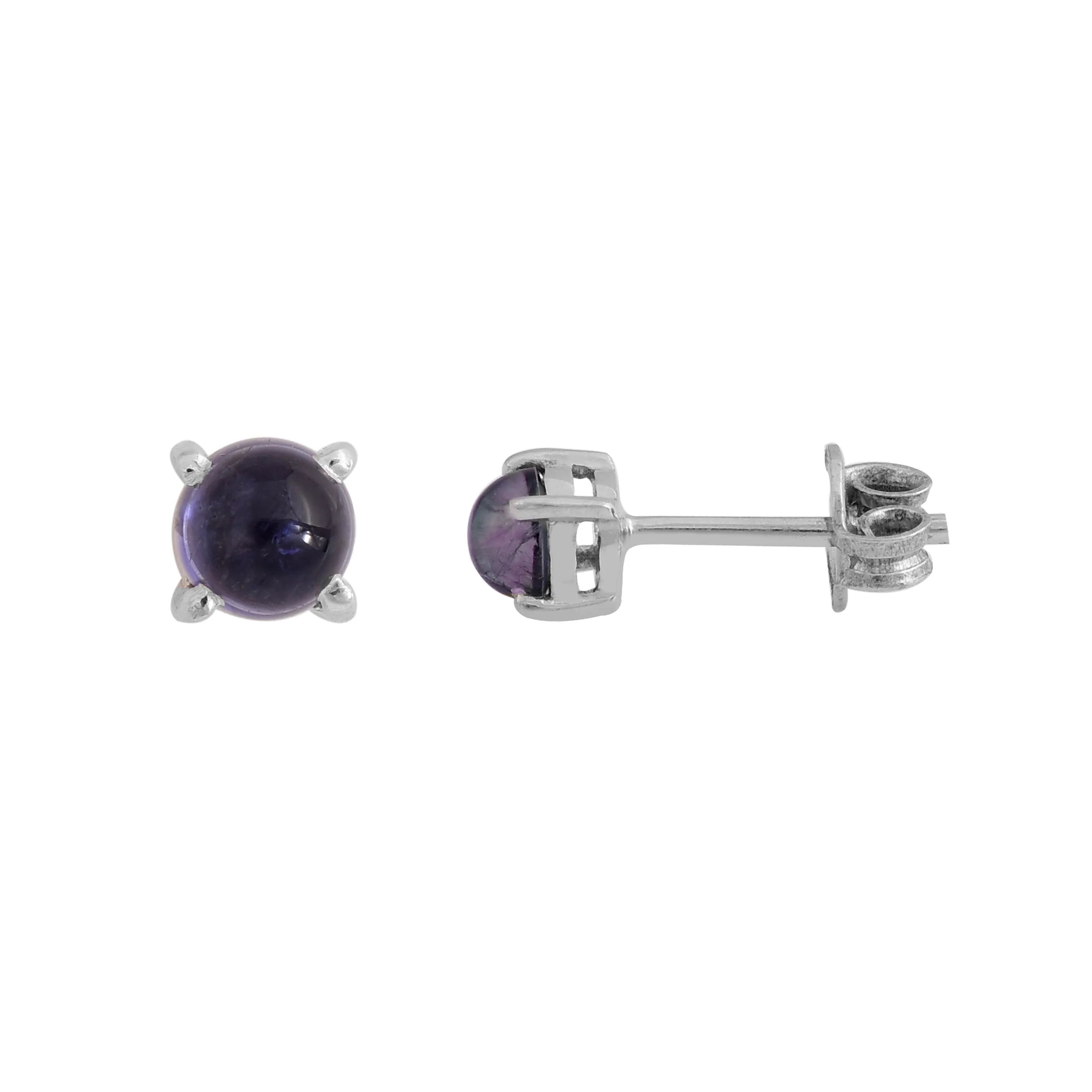 Solitaire Iolite Studs Earrings