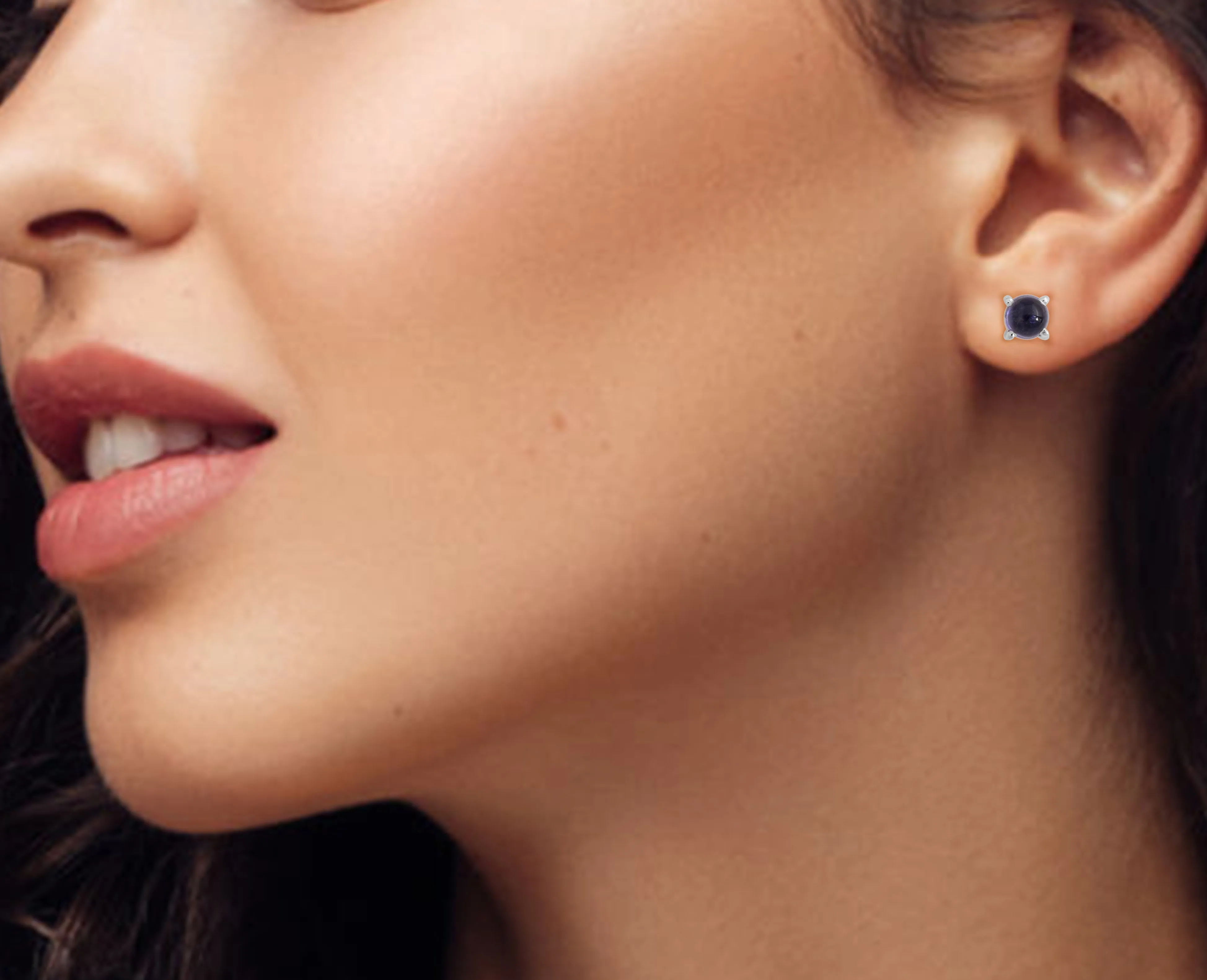 Solitaire Iolite Studs Earrings