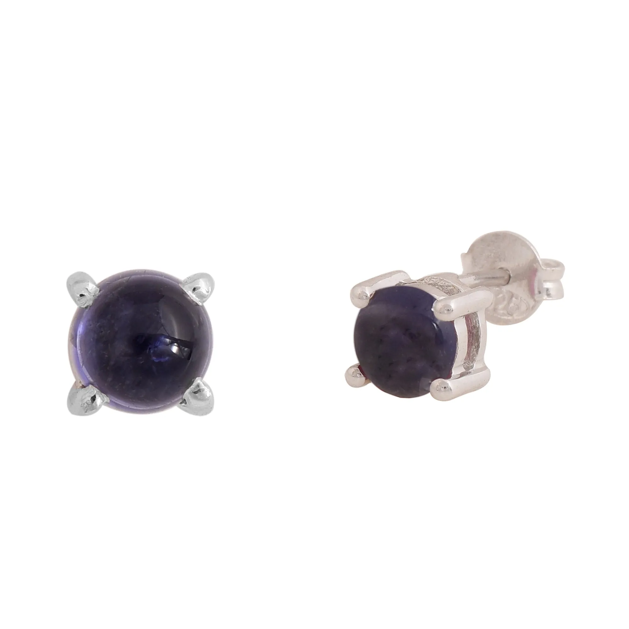 Solitaire Iolite Studs Earrings