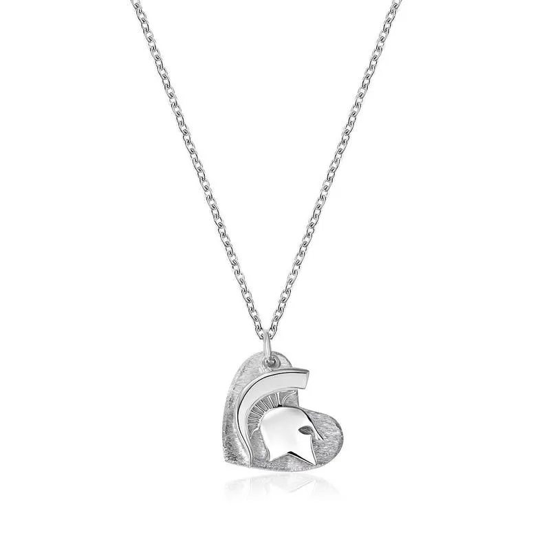 Spartan head diamond dust pendant Michigan State University silver pendant