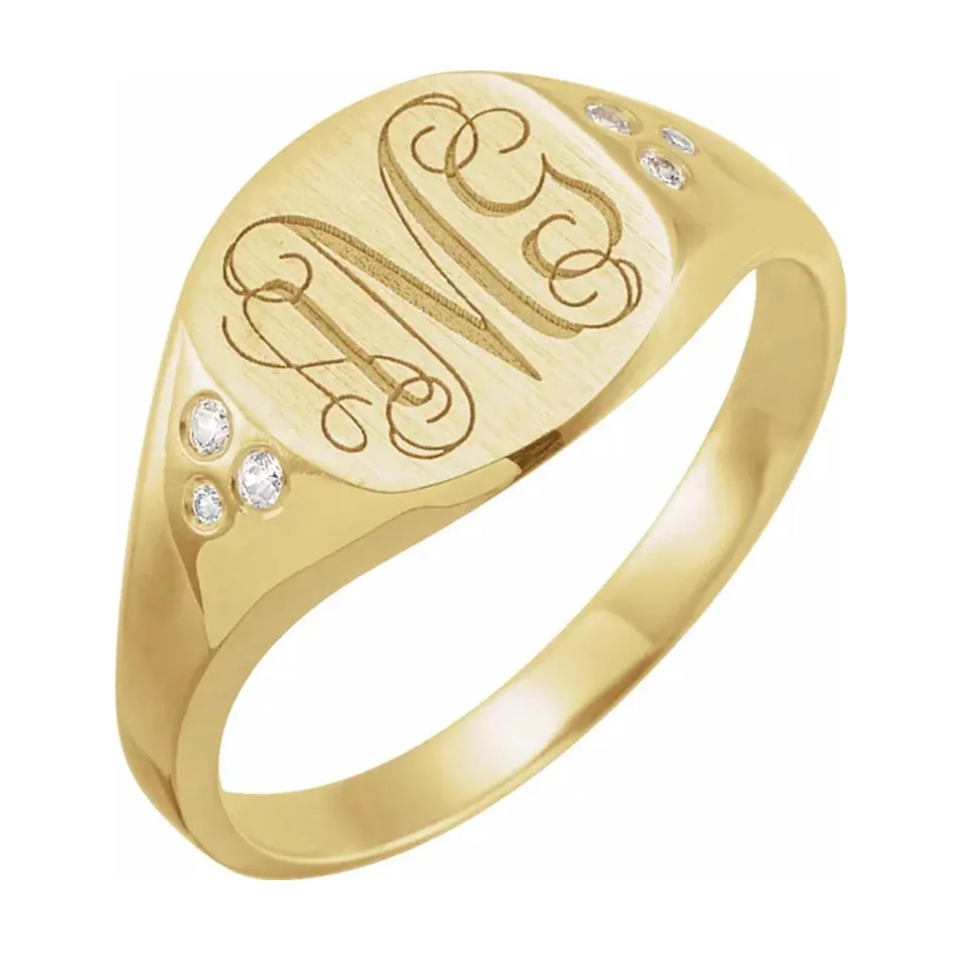 Square Signet Ring with Diamonds