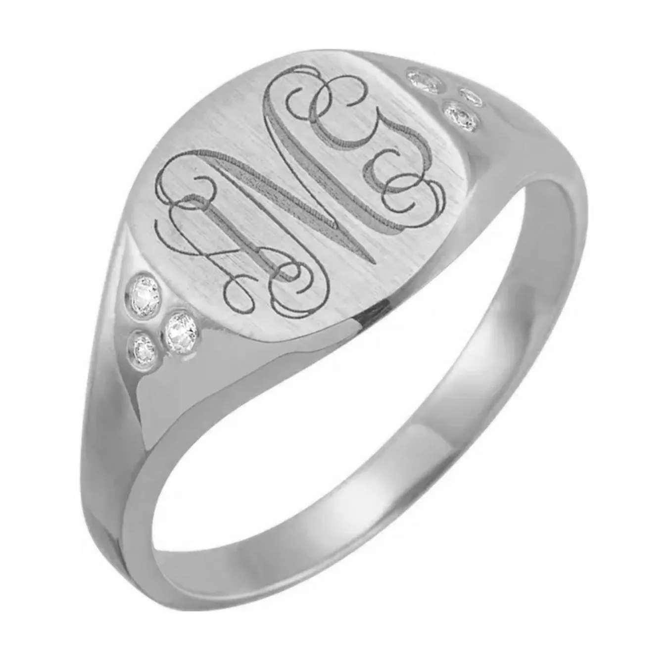 Square Signet Ring with Diamonds