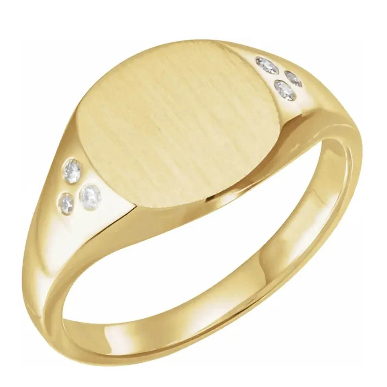 Square Signet Ring with Diamonds
